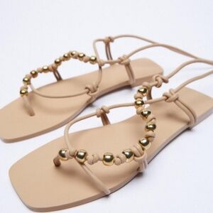 Zara leather flat sandals